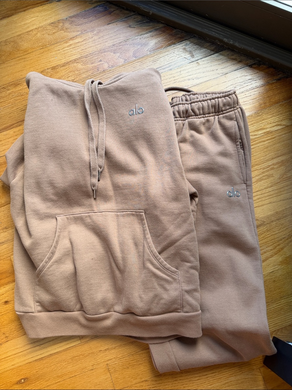 ALO Yoga Taupe Hoodie & Joggers Set